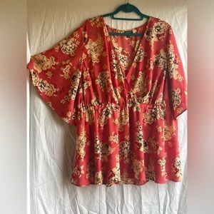 Torrid Lily Faux Wrap Georgette Babydoll Blouse. Size 3 or 22/24